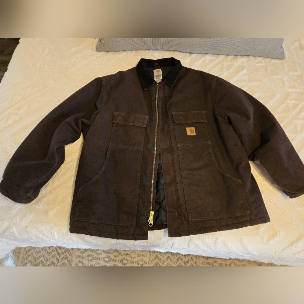 Mens Carhartt Insulated Coat, 2XL, dark brown